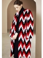 Ethnic-Style Contrast-Color Coat, Colorful Medium-Long Length Mink Fur Coat