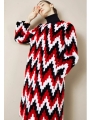 Ethnic-Style Contrast-Color Coat, Colorful Medium-Long Length Mink Fur Coat