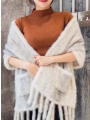 Evening Shawl Made of Mink Fur, with Tassel-Styled Pockets, a Large and Warm Scarf, Perfect for Weddings and Banquets, Fur Cloak