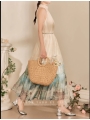 French Elegant Swoosh Neck Slimming Long Skirt