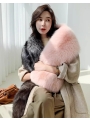 Fur-Trimmed Color-Blocking Silver Fox Shawl, Large Scarf, Celebrity-Style for Banquets and Parties, Pink Fur Cloak