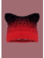 Gradient Color Mixed Yarn Knitted Cat Ear Hat, Warm and Fluffy Beanie