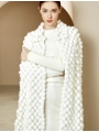 Medium-Long Mink Coat, Otter Fur Pompom Cloak
