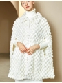 Medium-Long Mink Coat, Otter Fur Pompom Cloak