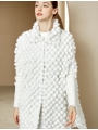 Medium-Long Mink Coat, Otter Fur Pompom Cloak