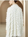 Medium-Long Mink Coat, Otter Fur Pompom Cloak