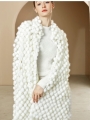 Medium-Long Mink Coat, Otter Fur Pompom Cloak