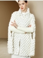 Medium-Long Mink Coat, Otter Fur Pompom Cloak