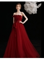 One Shoulder Hand Gripped Pleated Red Evening Gowns