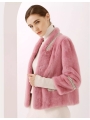 Pink Chanel-Style Mink Fur Jacket, Sort Colorful Fur Coat