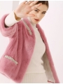Pink Chanel-Style Mink Fur Jacket, Sort Colorful Fur Coat