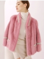 Pink Chanel-Style Mink Fur Jacket, Sort Colorful Fur Coat