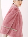 Pink Chanel-Style Mink Fur Jacket, Sort Colorful Fur Coat