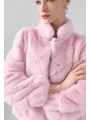 Pink Mink Fur Coat, Short Muskrat Fur Fur Coat
