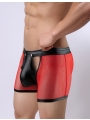 Sexy Mesh Openable Crotch Imitation Leather Men's Boxer Underwear