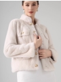 Small And Elegant Style Pocket Mink Coat, Jasmine Milk Tea Color