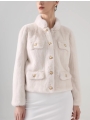 Small And Elegant Style Pocket Mink Coat, Jasmine Milk Tea Color