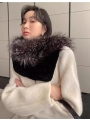 Elegant Silver Fox Fur Double-sided Mink Shawl , Vest with Authentic Fur Collar , Scarf