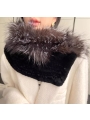 Elegant Silver Fox Fur Double-sided Mink Shawl , Vest with Authentic Fur Collar , Scarf