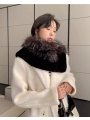 Elegant Silver Fox Fur Double-sided Mink Shawl , Vest with Authentic Fur Collar , Scarf