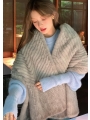 Water Mink Fur Fur-Lined Scarf, Long Winter Warm Large Shawl, Extra-Wide and Thick Scarf-Hood Cloak