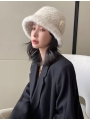 Weaved Mink Fur Fur Hat, Fur Beret with Camellia Flowers, Fisherman Hat with Flowers