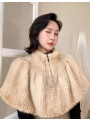 Weaved Mink Fur Leather Shawl with a Zipper, Featuring a Vintage and Trendy Design, a Small Fur-lined Cloak,Vestlet