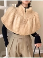Weaved Mink Fur Leather Shawl with a Zipper, Featuring a Vintage and Trendy Design, a Small Fur-lined Cloak,Vestlet