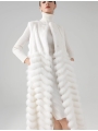 White Mink Vest, Medium-Long Fox Fur Coat