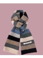 Women's Wool Contrast-Color Striped Scarf, A Knitted Neck Warmer For Autumn And Winter