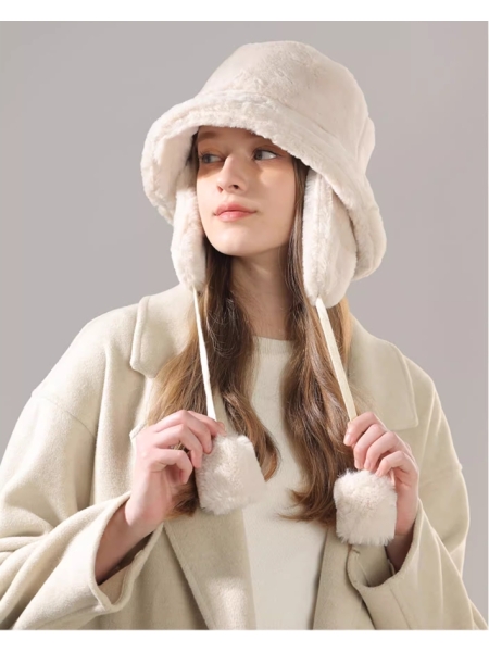 Plush Fisherman Hat, Winter Thickened And Warm Ear Flap Cap