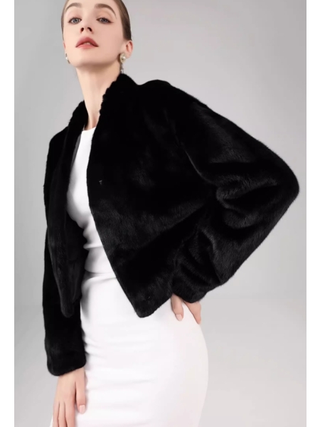 Imported Mink Fur Jacket, Stand Collar Coat, Short Style For Petites For Winter