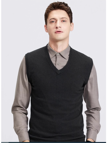 V-neck Pure Wool Sleeveless Sweater Vest