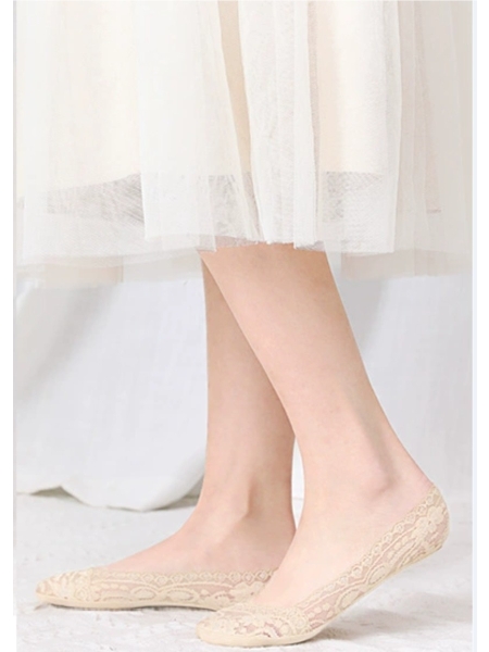 Thin Shallow Silicone Non-slip Full Invisible Socks (Lace Socks-4 Pairs)