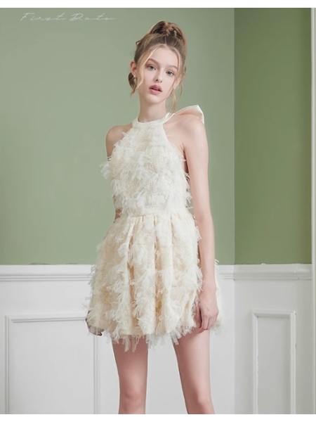 Bow Backless Pearl Design Princess Dress