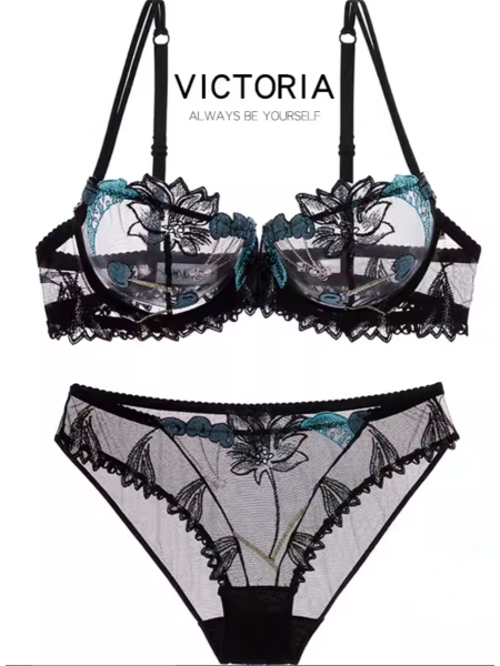 Ultra-thin Transparent Embroidered Bra Set, Seductive Embroidery
