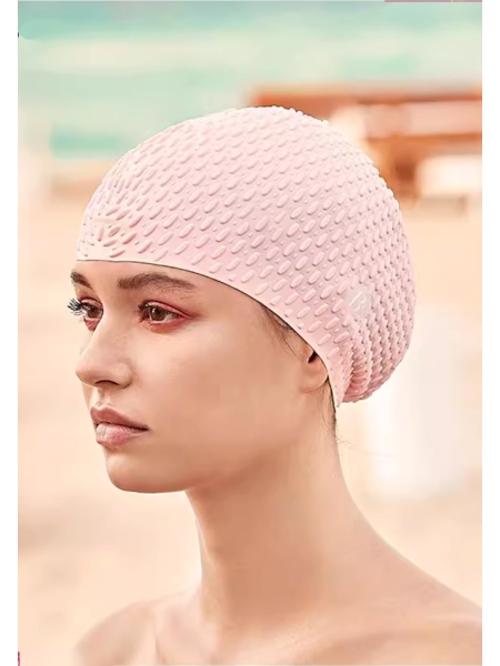 Silicone Female Swimming Cap, Large Size With Ear Protection For Long Hair, Waterproof And Comfortable, Fashionable Swimming