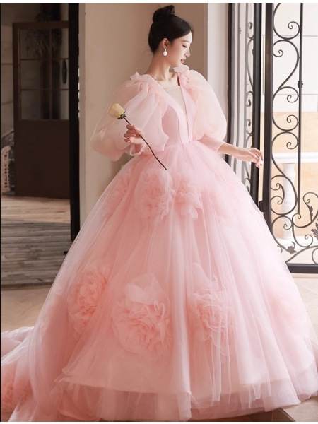 Light Luxury High-end French Wedding Pink Evening Dresses