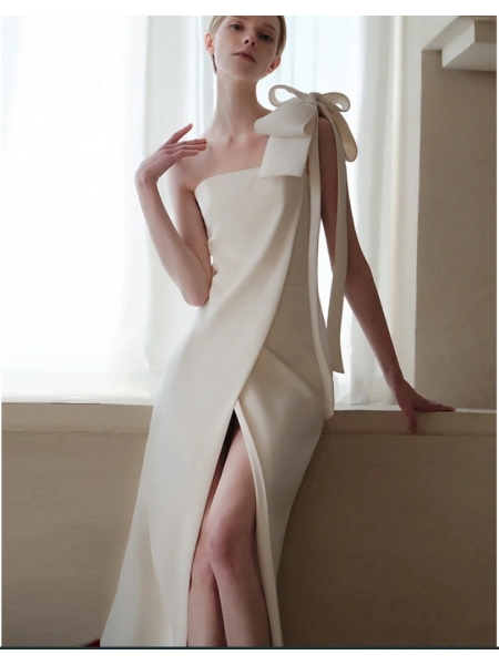 Light Luxury One Shoulder Split Long Gown Dresses