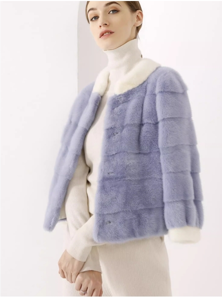 Colorful Mink Jacket For Women, Whole Mink, Genuine Mink Fur, Short Style