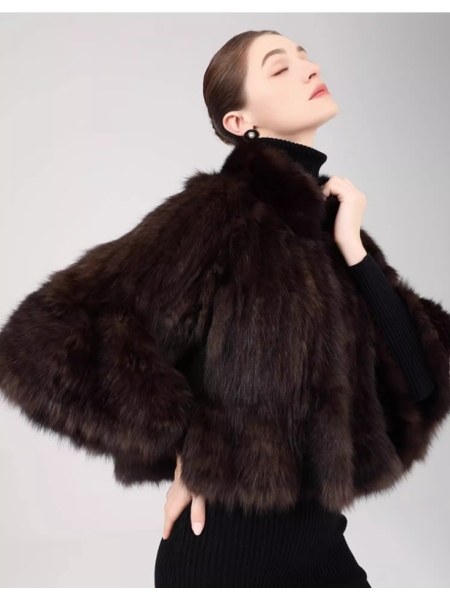 LANSIQI Sable Fur Cape, Shawl, Fur Coat