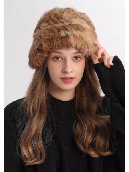Real Rabbit Fur Woolly Hat, Warm Winter Ear Protection Fur Knitted Fisherman Hat