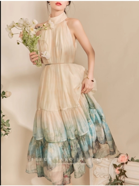 French Elegant Swoosh Neck Slimming Long Skirt