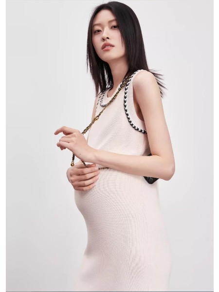 Little Fragrance Knit Round Neck Maternity Tank Dress
