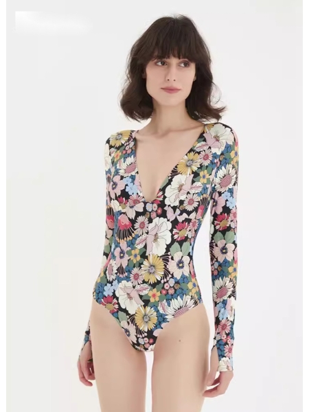 Long Sleeve Sun Protection One Piece Diving Surf Swimsuit