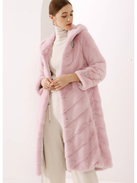 Long Style Fashionable Colored Mink Fur Coat