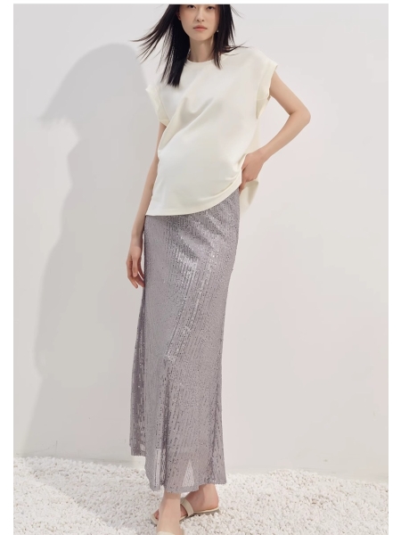 Maternity Halter Skirt,High Waisted Skinny Fish Tail,Sequin Skirt Without Toggles