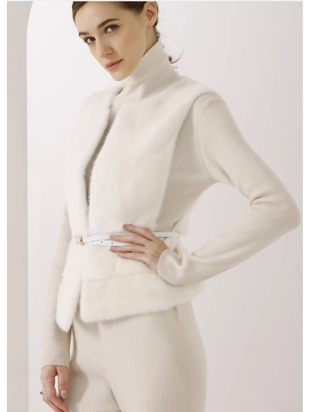 Mink Fur Vest, Short and Casual Mink Fur Fashion Fur-lined Vest