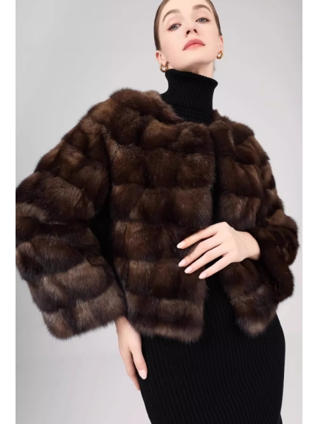 Short Purple Mink Fur Coat