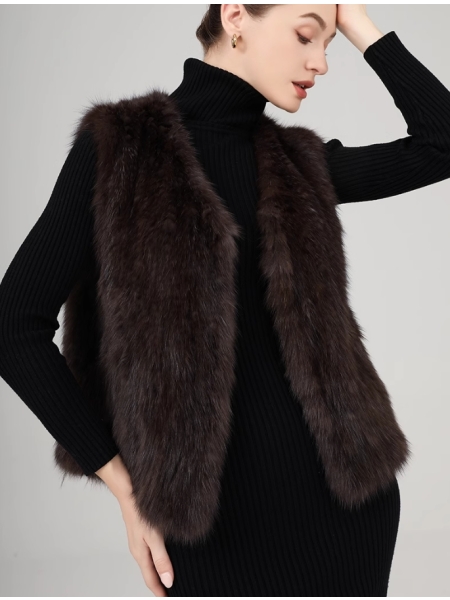 Short Purple Mink Vest, Natural Color Mink Vest